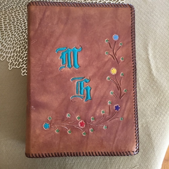 Other - Vintage Handmade Tooled Leather Bound Book Cove Decorative
